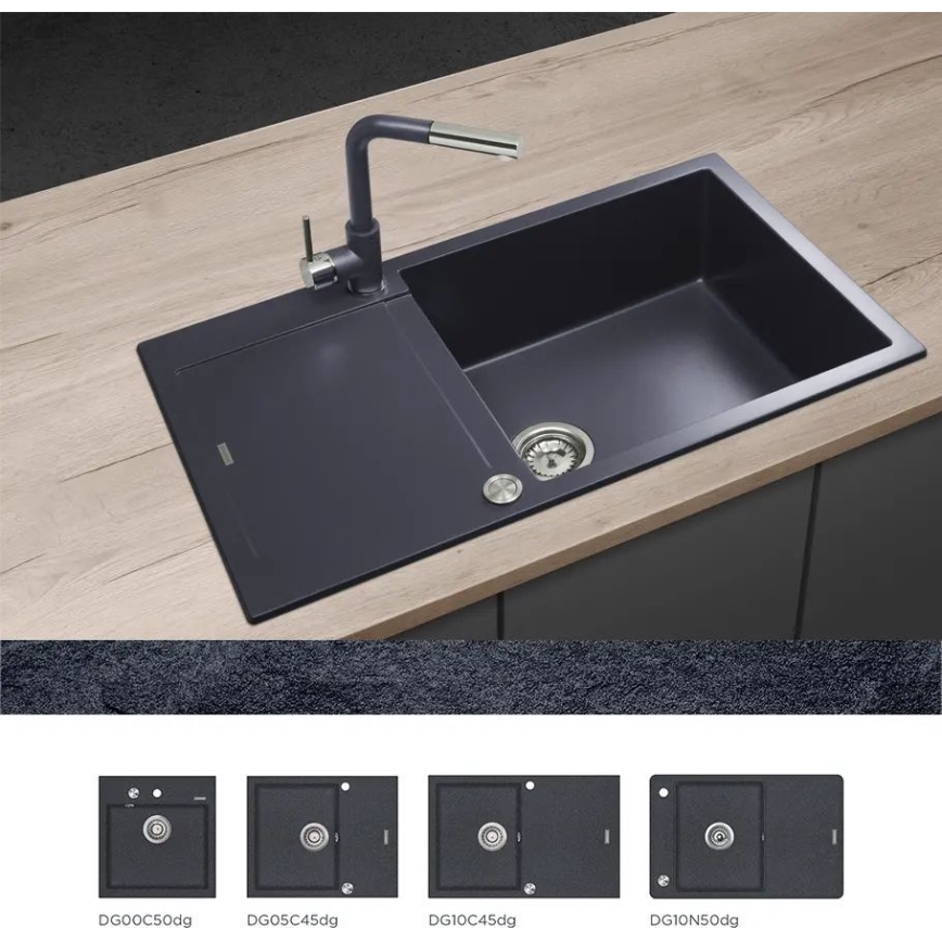 Concept BDG4527DG - Køkkenarmatur med udtrækkelig bruser, 26,9 cm, granit/mørkegrå