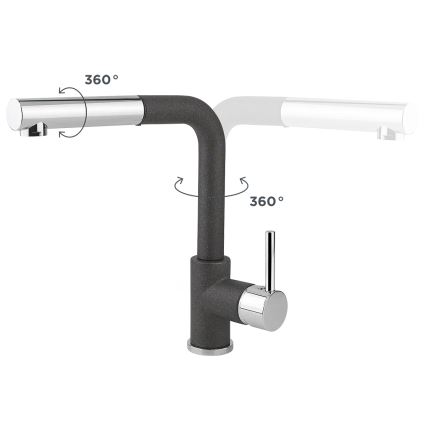 Concept BDG4527DG - Køkkenarmatur med udtrækkelig bruser, 26,9 cm, granit/mørkegrå