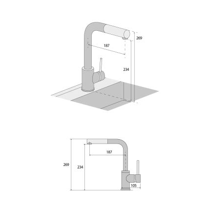 Concept BDG4527DG - Køkkenarmatur med udtrækkelig bruser, 26,9 cm, granit/mørkegrå