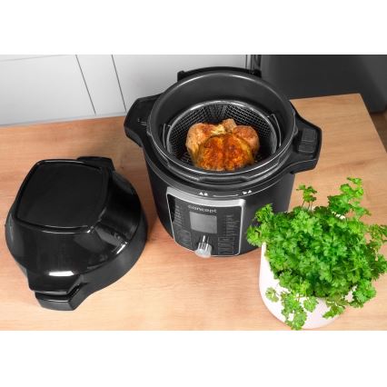 Concept CK8000 - Multifunktionel elektrisk trykkoger og airfryer 5,6 l 11 i 1 1500W/230V sort