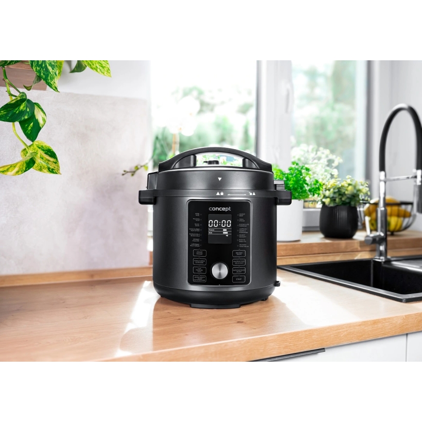 Concept CK8000 - Multifunktionel elektrisk trykkoger og airfryer 5,6 l 11 i 1 1500W/230V sort