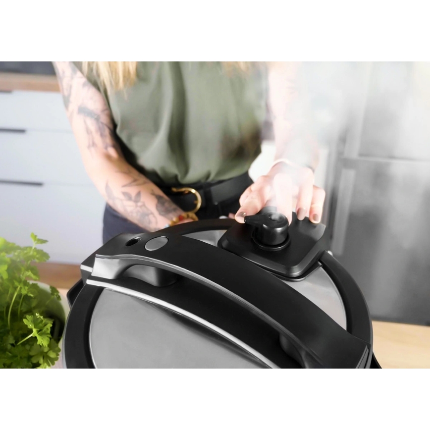 Concept CK8000 - Multifunktionel elektrisk trykkoger og airfryer 5,6 l 11 i 1 1500W/230V sort