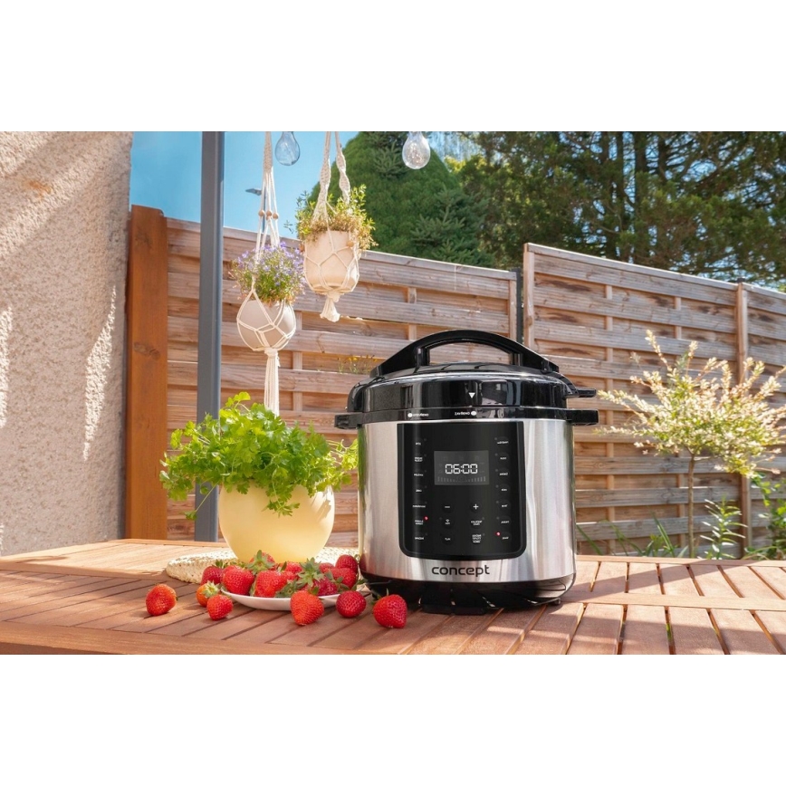 Concept CK8001 - Multifunktionel elektrisk trykkoger 5,6 l, 1000 W/230 V, Wi-Fi, rustfrit stål