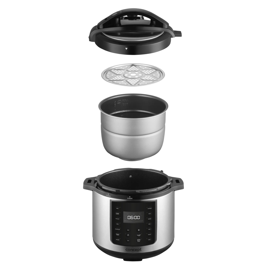 Concept CK8001 - Multifunktionel elektrisk trykkoger 5,6 l, 1000 W/230 V, Wi-Fi, rustfrit stål