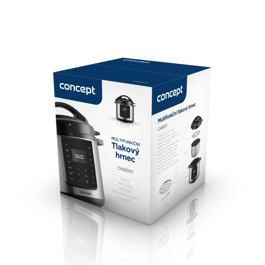 Concept CK8001 - Multifunktionel elektrisk trykkoger 5,6 l, 1000 W/230 V, Wi-Fi, rustfrit stål