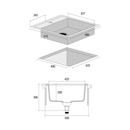 Concept DG00C50WH - Køkkenvask CUBIS 49x51 cm granit/hvid