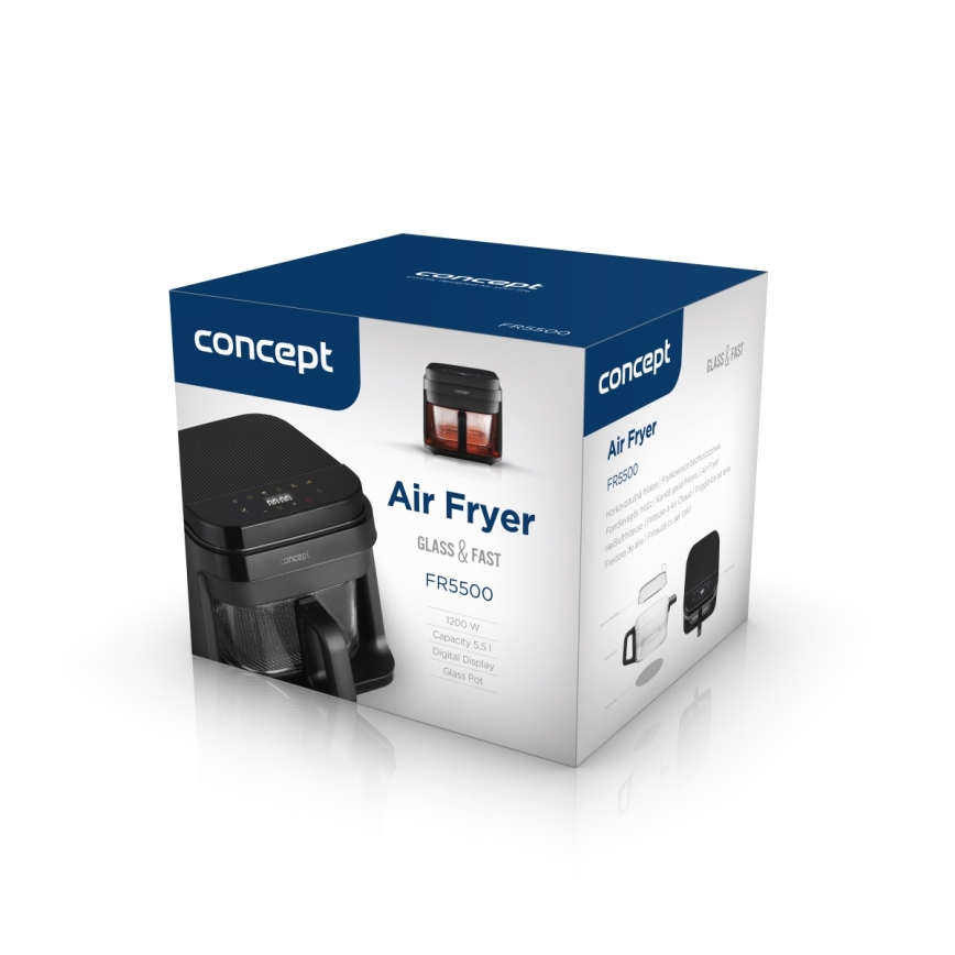 Concept FR5500 - Airfryer GLASS & FAST 5,5 l 1200W/230V sort