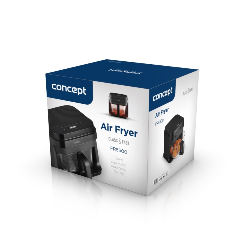Concept FR5500 - Airfryer GLASS & FAST 5,5 l 1200W/230V sort