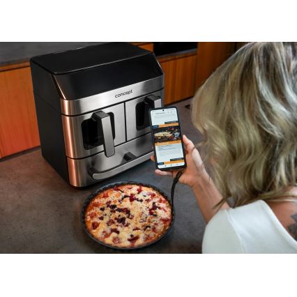 Concept FR9000 - Airfryer PIZZA TRIO 18,5 l 2700W/230V rustfrit stål/sort