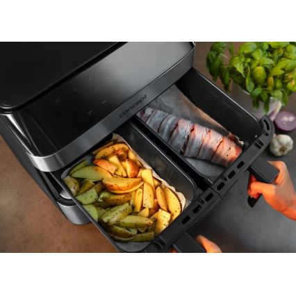 Concept FR9000 - Airfryer PIZZA TRIO 18,5 l 2700W/230V rustfrit stål/sort