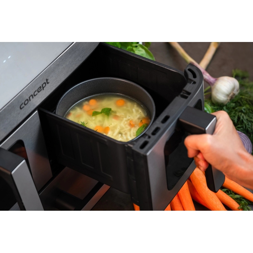 Concept FR9000 - Airfryer PIZZA TRIO 18,5 l 2700W/230V rustfrit stål/sort