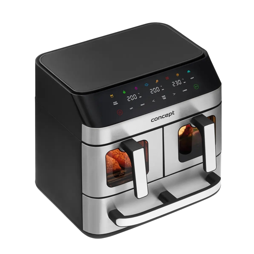 Concept FR9000 - Airfryer PIZZA TRIO 18,5 l 2700W/230V rustfrit stål/sort