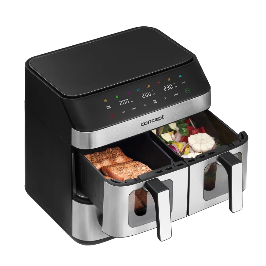 Concept FR9000 - Airfryer PIZZA TRIO 18,5 l 2700W/230V rustfrit stål/sort