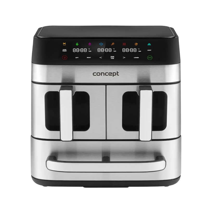 Concept FR9000 - Airfryer PIZZA TRIO 18,5 l 2700W/230V rustfrit stål/sort