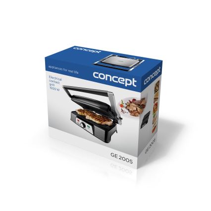 Concept ge2005 - Kontaktgrill 1500W/230V rustfri/sort