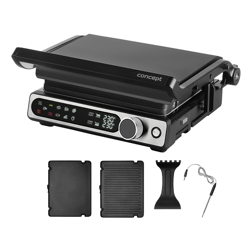 Concept ge3500 - Kontaktgrill med temperaturføler 2000W/230V sort