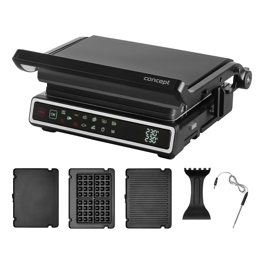 Concept ge3550 - Kontaktgrill med temperaturføler 2000W/230V sort