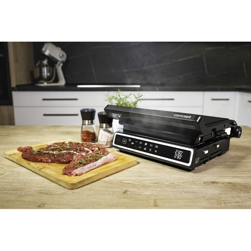 Concept ge3550 - Kontaktgrill med temperaturføler 2000W/230V sort