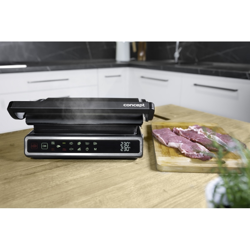 Concept ge3550 - Kontaktgrill med temperaturføler 2000W/230V sort