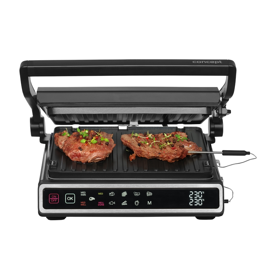 Concept ge3550 - Kontaktgrill med temperaturføler 2000W/230V sort
