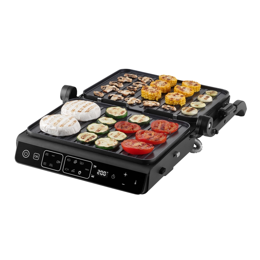 Concept ge3600 - Kontaktgrill med temperaturføler GLASS 2000W/230V sort