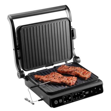 Concept ge3600 - Kontaktgrill med temperaturføler GLASS 2000W/230V sort