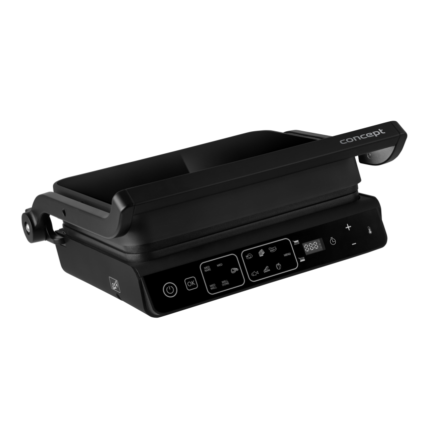 Concept ge3600 - Kontaktgrill med temperaturføler GLASS 2000W/230V sort
