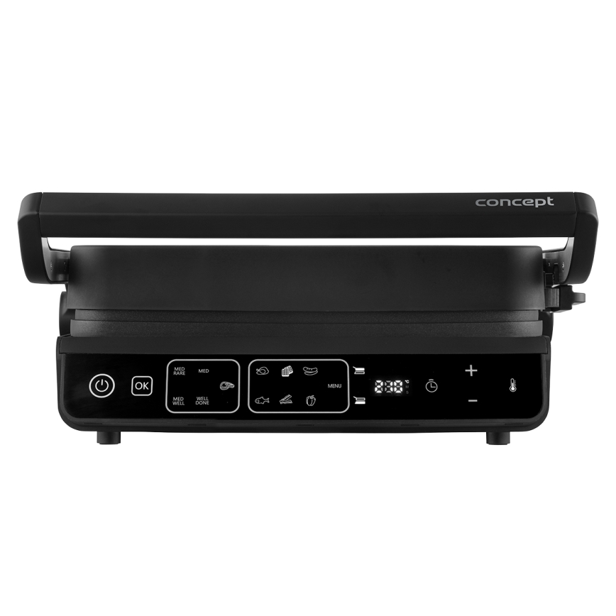 Concept ge3600 - Kontaktgrill med temperaturføler GLASS 2000W/230V sort