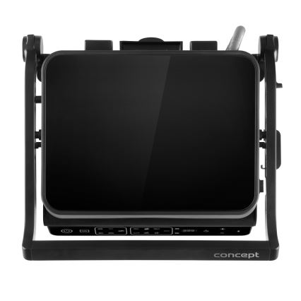 Concept ge3600 - Kontaktgrill med temperaturføler GLASS 2000W/230V sort