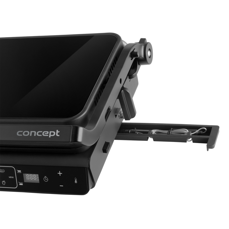 Concept ge3600 - Kontaktgrill med temperaturføler GLASS 2000W/230V sort