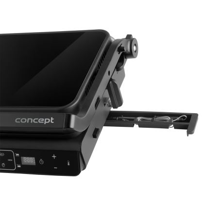 Concept ge3600 - Kontaktgrill med temperatursonde GLASS 2000W/230V sort
