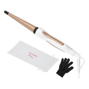 Concept KK2125 - Konisk krøllejern til hår GLAM STYLE 42W/230V hvid/roseguld