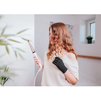 Concept KK2125 - Konisk krøllejern til hår GLAM STYLE 42W/230V hvid/roseguld