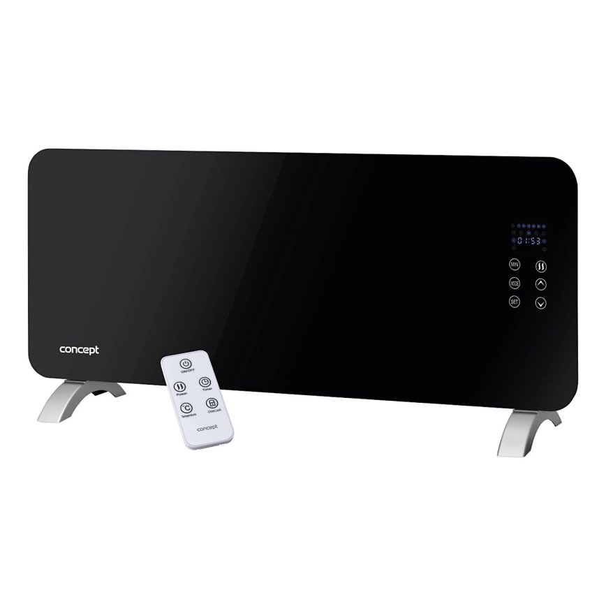 Concept KS4010 - Elektrisk varmeovn/konvektor 1000/2000W IP24 sort + fjernbetjening