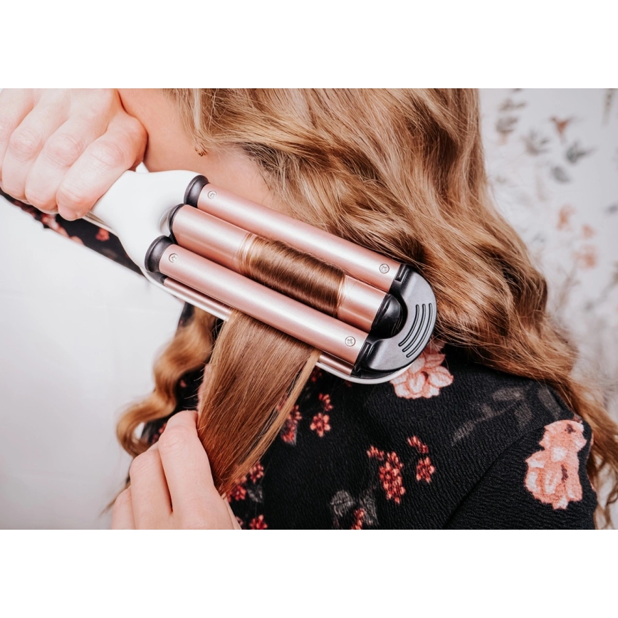 Concept KT2140 - Tredelt krøllejern til håret GLAM STYLE 100W/230V hvid/rosaguld