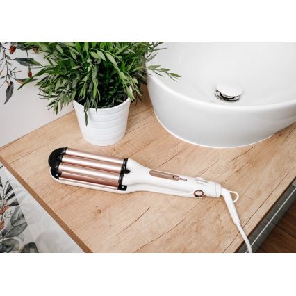 Concept KT2140 - Tredelt krøllejern til håret GLAM STYLE 100W/230V hvid/rosaguld