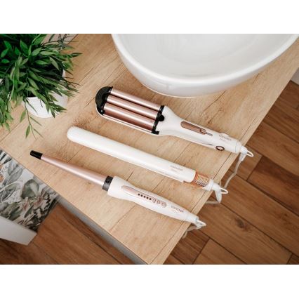 Concept KT2140 - Tredelt krøllejern til håret GLAM STYLE 100W/230V hvid/rosaguld