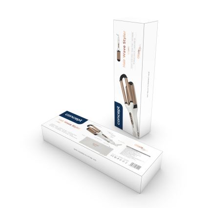 Concept KT2140 - Tredelt krøllejern til håret GLAM STYLE 100W/230V hvid/rosaguld