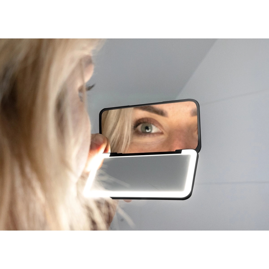 Concept KZ2020 - LED kosmetisk lommespejl PERFECT SKIN LED/1,5W/5V 4500-5500K 300 mAh sort