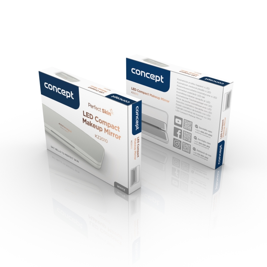 Concept KZ2020 - LED kosmetisk lommespejl PERFECT SKIN LED/1,5W/5V 4500-5500K 300 mAh sort