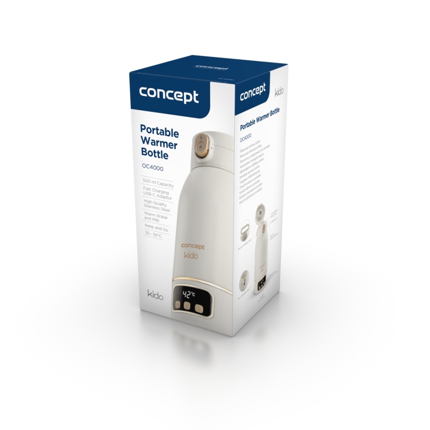 Concept OC4000 - KIDO rejsevarmer til vand og mælk 500 ml, 36 W/7,4 V, 5000 mAh, beige