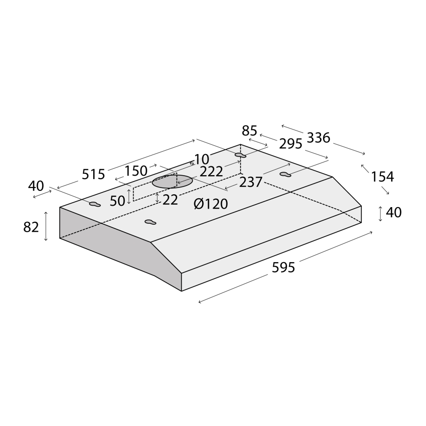 Concept OPP1260wh - Underbygget emhætte 59,5 cm hvid