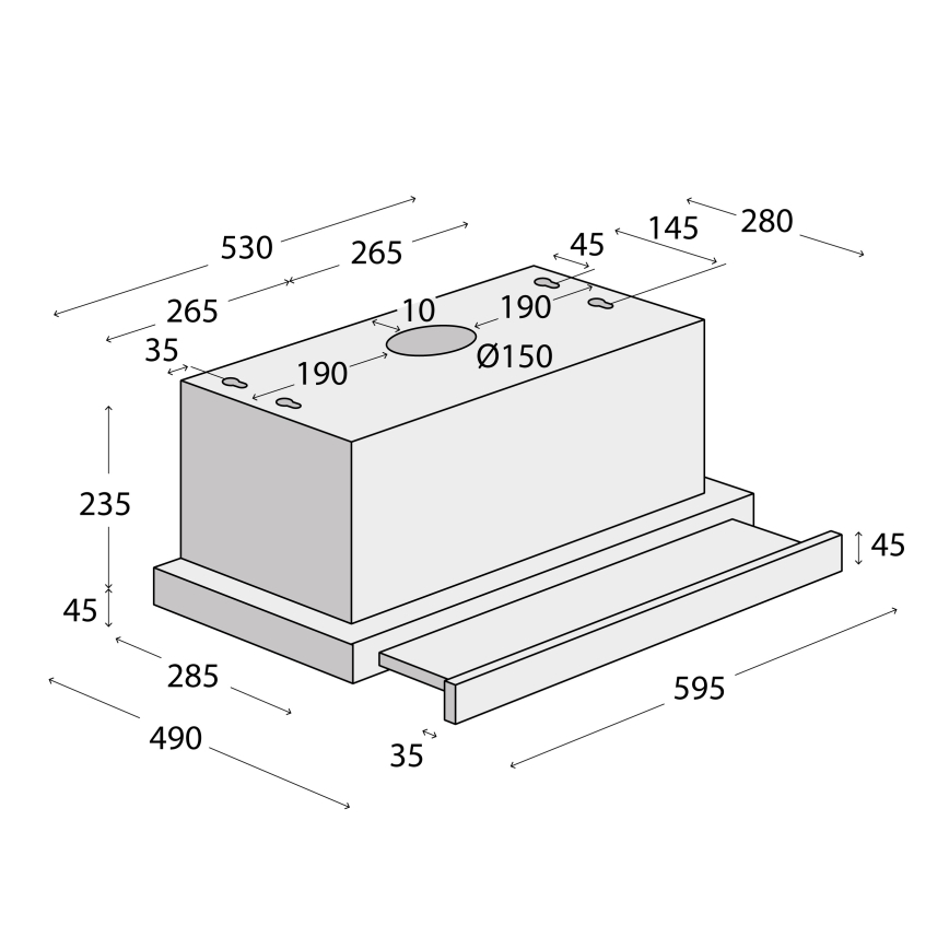 Concept OPV3860bc - Udtræksemhætte 60 cm sort