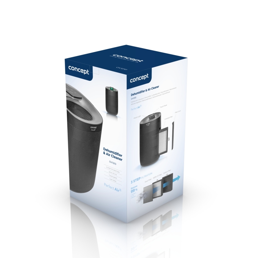 Concept OV1210 - Affugter og luftrenser PERFECT AIR, 1 l, 45 W/230 V, sort