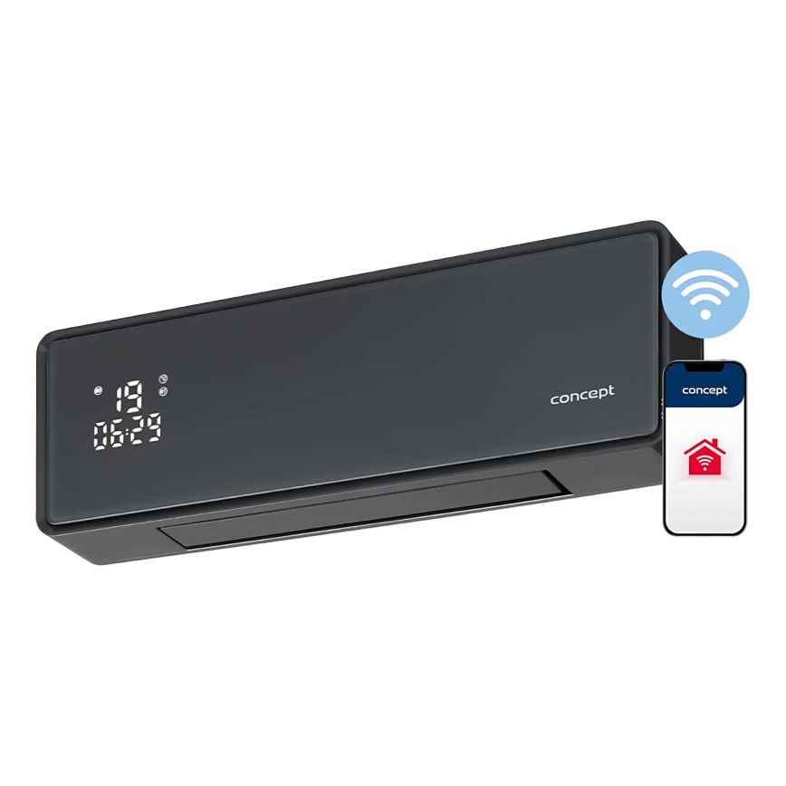 Concept QH4100 - Elektrisk varmeovn 1000/2000W Wi-Fi IP22 grå + fjernbetjening