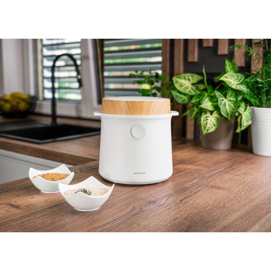 Concept RE3030 - Digital riskoger 2-i-1 380W/230V 1,5 l hvid/trælook
