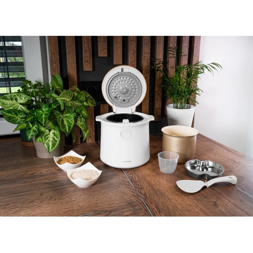 Concept RE3030 - Digital riskoger 2-i-1 380W/230V 1,5 l hvid/trælook