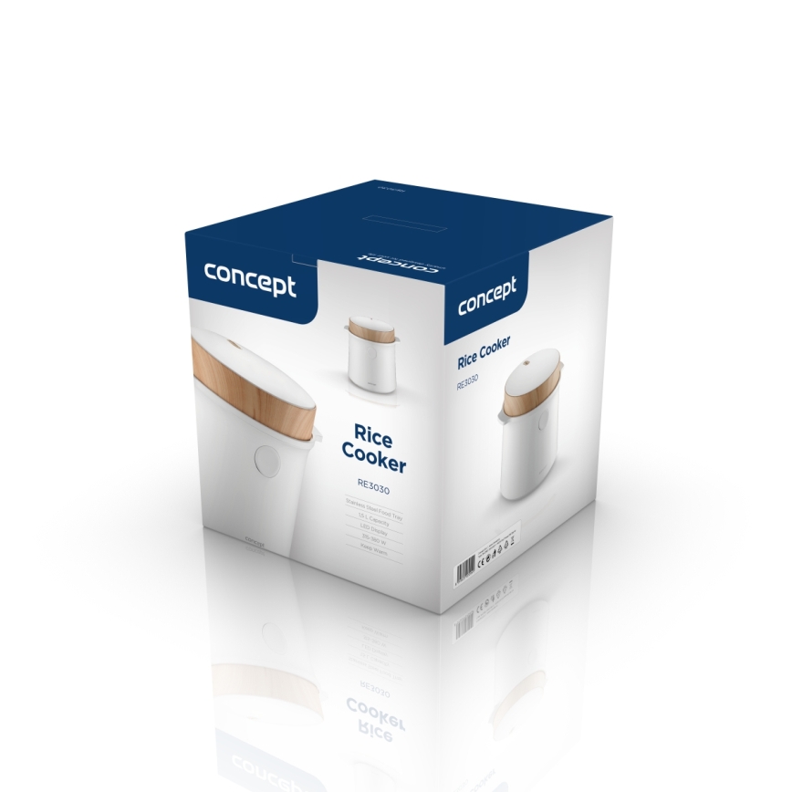 Concept RE3030 - Digital riskoger 2-i-1 380W/230V 1,5 l hvid/trælook