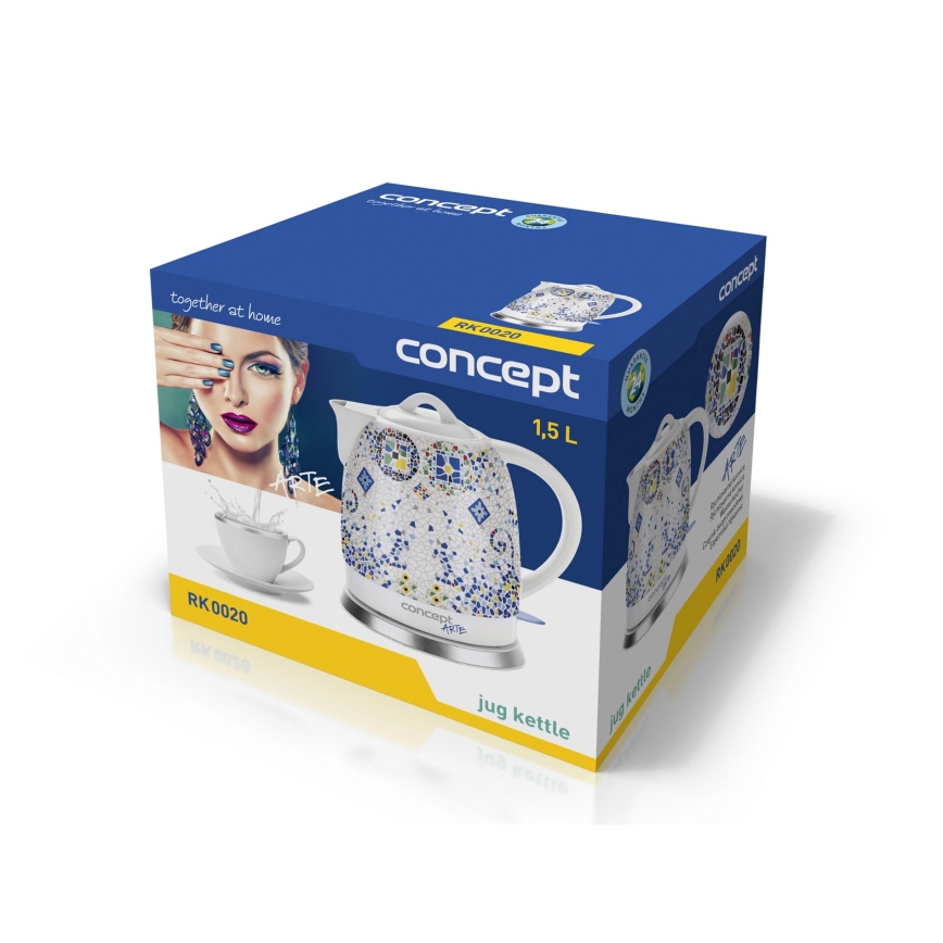 Concept RK0020 - Hurtigkogende elkedel 1,5 l, 1350 W/230 V, farverig/keramik
