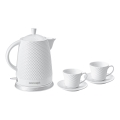 Concept RK0040 - Hurtig elkedel 1,5 l 1500W/230V hvid/keramik + 2 kopper med underkopper